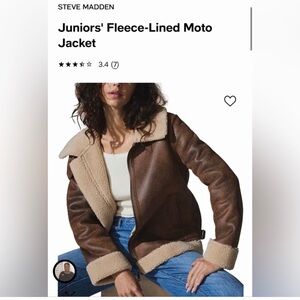 steve madden juniors fleece lined moto jacket